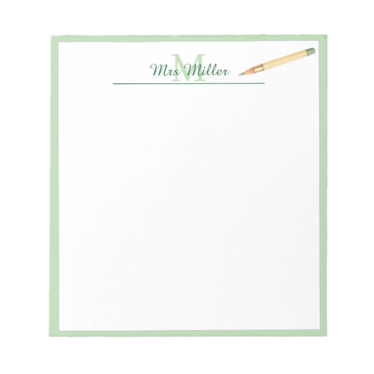 Persoonlijk notitieblok met monogram en potlood vo (Voorkant)