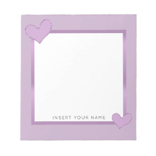 Persoonlijk notitieblok met paarse harten 5.5" x 6