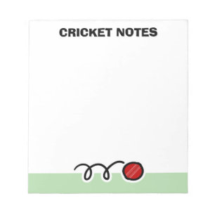 Persoonlijk notitieblok met rood cricketbalontwerp