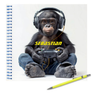 Persoonlijk Notitieboek Gamer Chimp voor Kinderen