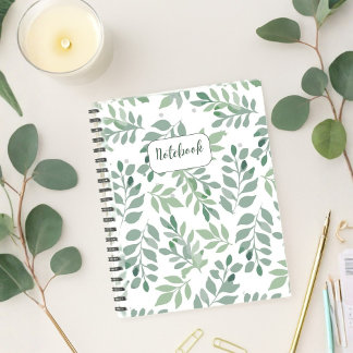 Persoonlijk Notitieboek met Groene Blad Patroon