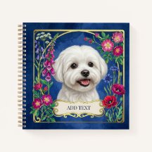 Persoonlijk notitieboek met Maltese hond in het bl