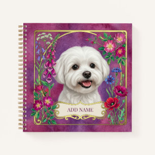 Persoonlijk notitieboek met Maltese hond Roze