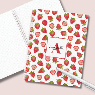 Persoonlijk notitieboekje met zomer aardbei motief notitieboek