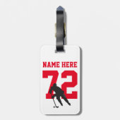 Persoonlijk nummer van Hockey Player rood Bagagelabel (Achterkant verticaal)