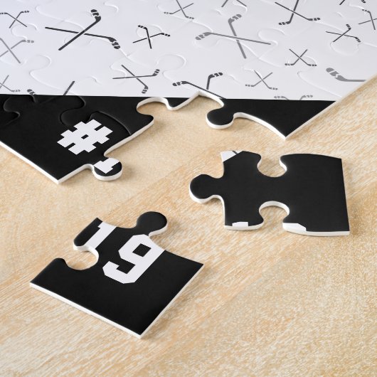 Persoonlijk nummer van Ice Hockey Pattern Player Legpuzzel (Zijkant)