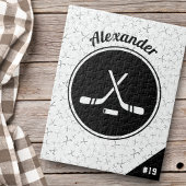 Persoonlijk nummer van Ice Hockey Pattern Player Legpuzzel