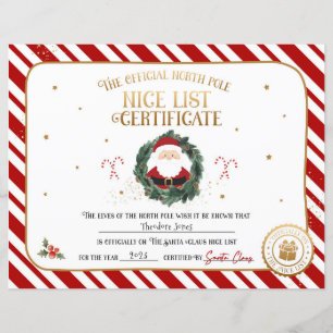 Persoonlijk Officieel Nice List Certificaat