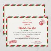 Persoonlijk Officieel Nice List-certificaat van Si Kaart (Voorkant / Achterkant)