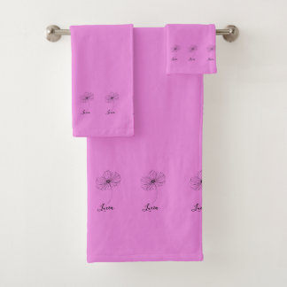 Persoonlijk oktober Cosmos geboortebloem cadeau Bad Handdoek