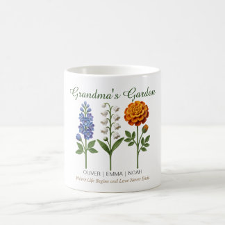 Persoonlijk oma cadeau gehaakte geboortebloemen koffiemok