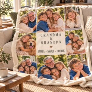Persoonlijk oma & opa fotocollage fleece deken