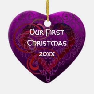Persoonlijk Ons Eerste Kerstmis Hart Ornament