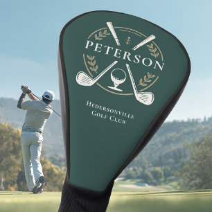 Persoonlijk ontwerp met naam en wapen Elegant Golfheadcover