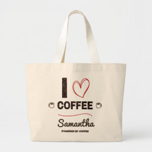 Persoonlijk ontwerp voor koffieliefhebbers naam grote tote bag