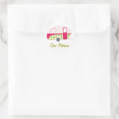Persoonlijk ontwerp voor retro vintage caravan sti ronde sticker (Tas)