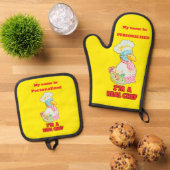 Persoonlijk ontworpen keuken  ovenwant & pannenlap set (Top down)