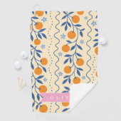 Persoonlijk op maat gemaakt leuk retro citrus volk golfhanddoek (Insitu)