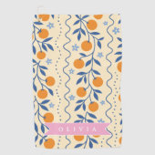 Persoonlijk op maat gemaakt leuk retro citrus volk golfhanddoek (Voorkant)