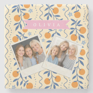 Persoonlijk op maat gemaakt leuk retro citrus volk stenen onderzetter