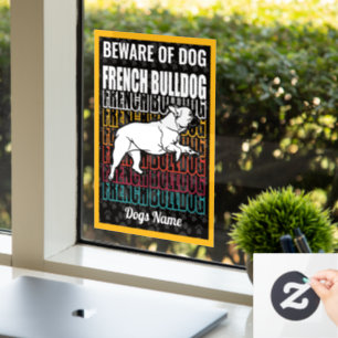 Persoonlijk oplettend op Dog French Bulldog Warnin Raamsticker