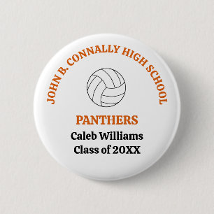 Persoonlijk Oranje Hoge School Volleybalspeler Ronde Button 5,7 Cm