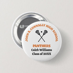 Persoonlijk Oranje Lacrosse Team Middelbare School Ronde Button 5,7 Cm