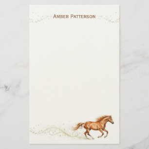 Persoonlijk paard briefpapier Bruin paard schitter