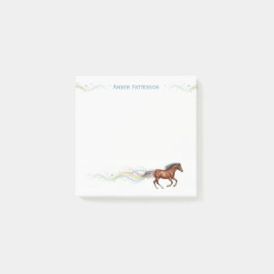 Persoonlijk paardenstationery Bruin paard & muziek Post-it® Notes
