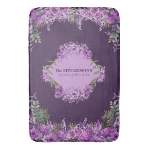 Persoonlijk Paars en Aubergine Bloemendesign  Badmat