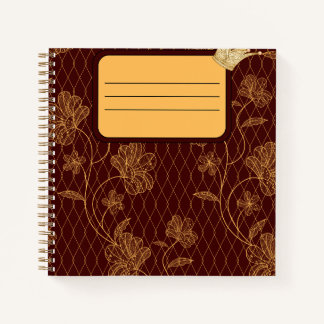Persoonlijk paars & gouden bloemenkroon notitieboe notitieboek