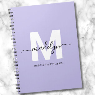 Persoonlijk Paars Initiaal Monogram Notitieboek