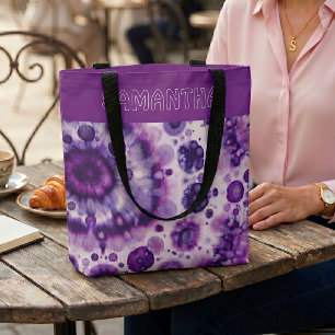 Persoonlijk Paars Violet Roze Batik Kunstpatroon Draagtas