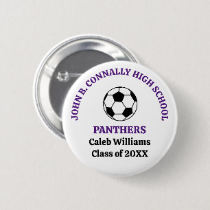 Persoonlijk Paars Voetbalteam Middelbare School Ronde Button 5,7 Cm