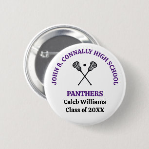 Persoonlijk Paarse Lacrosse-team Middelbare School Ronde Button 5,7 Cm