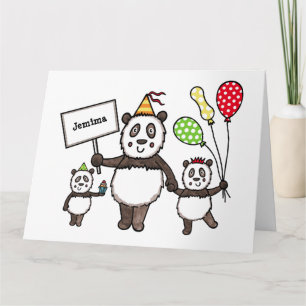 Persoonlijk Panda Feestje Kinderverjaardag Kaart