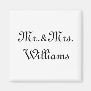 Persoonlijk, pas familienaam aan Mr. & Mrs White Magneet