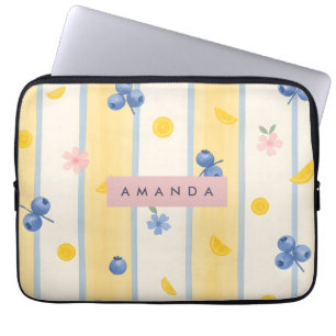 Persoonlijk Pastel Blauwbes- & Citroenpatroon Laptop Sleeve