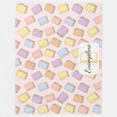 Persoonlijk Pastel Boek Aesthetisch Patroon Roze Fleece Deken (Voorkant)