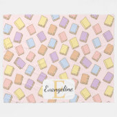 Persoonlijk Pastel Boek Aesthetisch Patroon Roze Fleece Deken (Voorkant (Horizontaal))