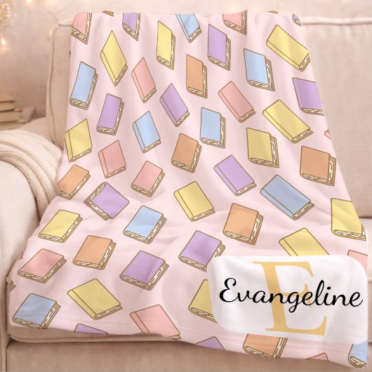 Persoonlijk Pastel Boek Aesthetisch Patroon Roze Fleece Deken