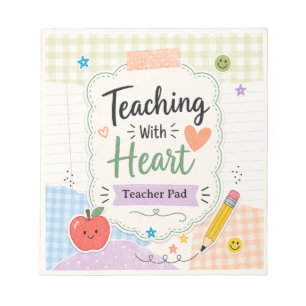 Persoonlijk Pastel Gingham Onderwijs Met Hart Notitieblok