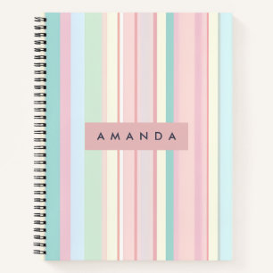 Persoonlijk Pastel Kauwgom Streep Design Notitieboek