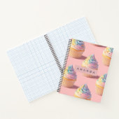Persoonlijk Pastelkleurig Regenboog Cupcake Patroo Notitieboek (Binnen)