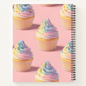 Persoonlijk Pastelkleurig Regenboog Cupcake Patroo Notitieboek (Achterkant)
