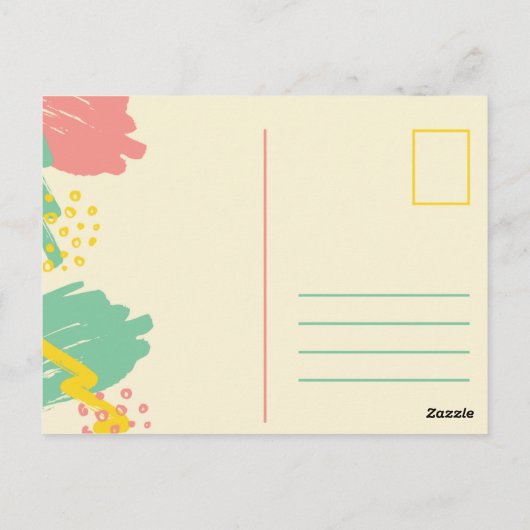 Persoonlijk - Pastelkleurige Kwaststreken Briefkaart (Achterkant)