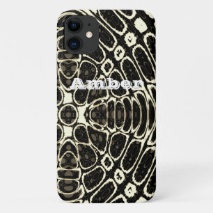 Persoonlijk patroon van bruine reptielenschubben iPhone 11 hoesje