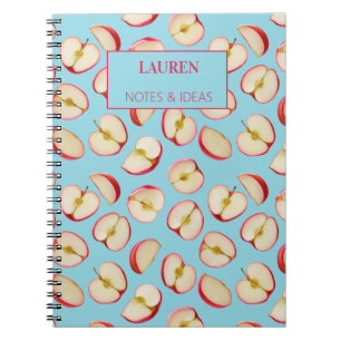 Persoonlijk patroon van rode appelhelften op maat notitieboek