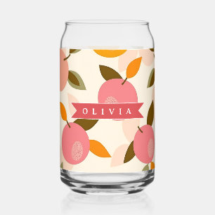 Persoonlijk Perzikpatroon Mooie Retro Zomer Blikvorm Glas