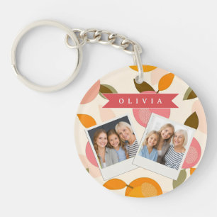 Persoonlijk Perzikpatroon Mooie Retro Zomer Sleutelhanger